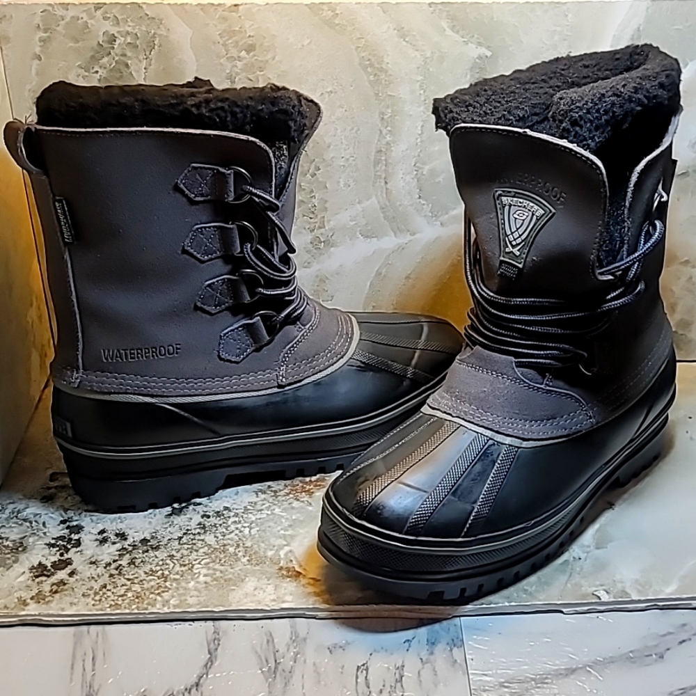 Skechers Insulated Rubber 10" Boots Grey & Black